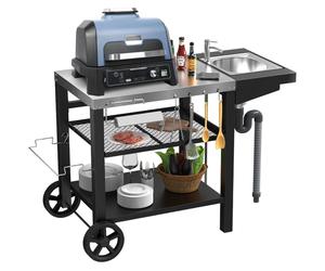 Carrito para parrilla con fregadero, compatible con las parrillas Ninja Woodfire y Weber Q1000, ideal para cocinas exteriores