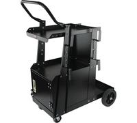 Carrito para soldadura, carro robusto de dos niveles para soldadores, con armario con cerradura antirrobo, capacidad de carga de 265 libras, ruedas giratorias de 360°, cadenas de seguridad para el alm