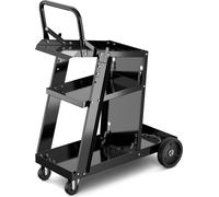 Carrito para soldar COSTWAY con 3 estantes y cadenas de seguridad antitipe, carro para equipos de soldadura, ideal para equipos de soldadura TIG, MIG y cortadoras de plasma