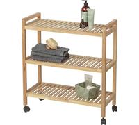Carrito rodante para cocina y baño WENKO, modelo NORWAY, de madera, con 3 estantes. Ideal como carro auxiliar o para servir
