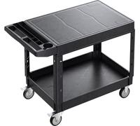 Carrito utilitario de 2 estantes, con capacidad de 250 kg, y dimensiones de 94 x 64 cm. Carrito de servicio con ruedas
