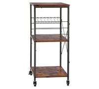 Carrito utilitario para la cocina, con 3 niveles, soporte para microondas de 60 cm, carrito para café, estante de almacenamiento resistente, carro de servicio con ruedas, mesa de trabajo industrial co