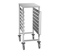 Royal Catering Carro bandejero para 7 bandejas RCTW 7 GN1/1 (Capacidad de carga 50 kg, 2 seguros verticales, Acero inoxidable, Para GN 1/1, 1/2, 1/3, 2/3, 2/8)