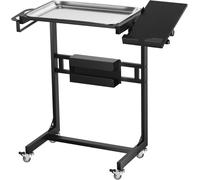 Carro con bandeja de acero inoxidable para tatuajes, con ruedas, bandeja de servicio móvil y soporte giratorio extensible