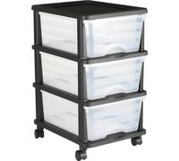 Carro con cajones de plástico, con 3 cajones, para organizar y guardar objetos, con ruedas