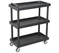 Carro con ruedas de acero y estantes regulables 75 x 37,5 x 92 cm.