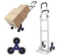 Carro de 6 Ruedas de aleación de Aluminio con Capacidad de Carga de 200 kg, Carro de Mano con Asas Dobles para escaleras y almacenes, 46 x 51,5 x 152 cm, Color Plateado