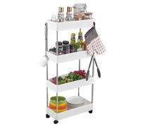Carro de Almacenamiento, Carrito Auxiliar con Ruedas. Carro Organizador Divisible, Ahorra Espacio, Plástico para Almacenamiento, Baño u Oficina. (4 Niveles / 86 x 40 x 12 cm)