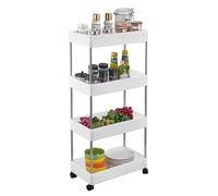Carro de Almacenamiento, Carrito Auxiliar con Ruedas. Carro Organizador Divisible, Ahorra Espacio, Plástico para Almacenamiento, Baño u Oficina. (4 Niveles / 86 x 40 x 20 cm)