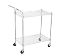 Carro de cocina de 2/3 pisos de alta resistencia, con asa y estante ajustable, capacidad de carga de 226 kg, de acero al carbono, con ruedas bloqueables para cocina/Resta
