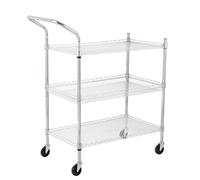 Carro de cocina de 2/3 pisos de alta resistencia, con asa y estante ajustable, capacidad de carga de 226 kg, de acero al carbono, con ruedas bloqueables para cocina/Resta