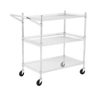 Carro de cocina de 2/3 pisos de alta resistencia, con asa y estante ajustable, capacidad de carga de 226 kg, de acero al carbono, con ruedas bloqueables para cocina/Resta