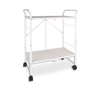 Carro de Cocina Plegable con Ruedas 68x36x85 cm. Carrito Auxiliar con 2 Niveles y Estructura Metálica para Cocina, Baño, Restaurante o Almacenaje
