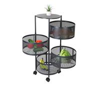 Relaxdays Carro de cocina con estantes giratorios negro