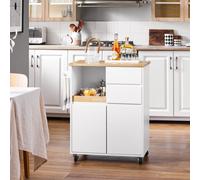 Carro de cocina SoBuy FKW123-WN con plato de trabajo, carrito para servir, para Cocina y salón blanco BHT aprox. 72x84x40cm BLANCO