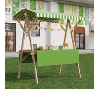 Carro De Comida De Madera con Ruedas Multiusos Durable Puesto De Venta Plegable Carrito De Exhibición Portátil con Toldo Y Mantel para Mercados Callejeros Ferias,15,150cm