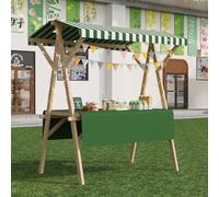 Carro De Comida De Madera con Ruedas Multiusos Durable Puesto De Venta Plegable Carrito De Exhibición Portátil con Toldo Y Mantel para Mercados Callejeros Ferias,07,150cm