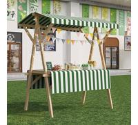Carro De Comida De Madera con Ruedas Multiusos Durable Puesto De Venta Plegable Carrito De Exhibición Portátil con Toldo Y Mantel para Mercados Callejeros Ferias,05,150cm