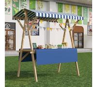 Carro De Comida De Madera con Ruedas Multiusos Durable Puesto De Venta Plegable Carrito De Exhibición Portátil con Toldo Y Mantel para Mercados Callejeros Ferias,12,150cm