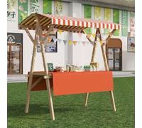 Carro De Comida De Madera con Ruedas Multiusos Durable Puesto De Venta Plegable Carrito De Exhibición Portátil con Toldo Y Mantel para Mercados Callejeros Ferias,03,150cm
