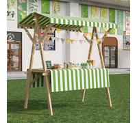 Carro De Comida De Madera con Ruedas Multiusos Durable Puesto De Venta Plegable Carrito De Exhibición Portátil con Toldo Y Mantel para Mercados Callejeros Ferias,01,120cm