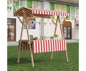 Carro De Comida De Madera con Ruedas Multiusos Durable Puesto De Venta Plegable Carrito De Exhibición Portátil con Toldo Y Mantel para Mercados Callejeros Ferias,09,120cm
