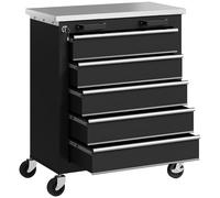 Carro de Herramientas con Ruedas Carro de Taller de Acero con 5 Cajones Conectores Laterales para Garaje Negro y Plata Negro