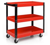 Carro de Herramientas con Ruedas vacío Carro de Taller mecánico para Herramientas con 3 Bandejas de Almacenamiento y Asa Lateral para Garaje Mecánico Hogar. 70 x 35 x 76 cm