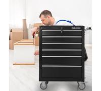 Carro De Herramientas De Metal,Con 6 Cajones Y Ruedas,Caja De Herramientas Rodante Con Cajones Con Cerradura,Organizador De Almacenamiento Para Garaje,Taller,Taller De Reparación,Negro,61.5x 33x 86cm
