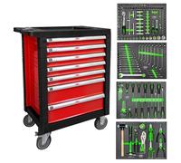 Carro de herramientas JBM 7 cajones rojo armado 172 piezas