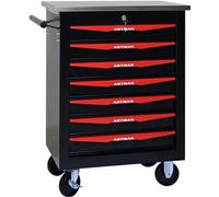 Carro de herramientas negro con 7 cajones – Armario de taller de acero con ruedas – 59 x 39 cm