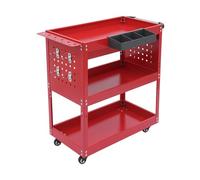 Carro de herramientas para reparación de coche, carro de mesa con 3 niveles y agujeros laterales para colgar, carro de montaje, carro de servicio, carro de almacenamiento con cajas de piezas divididas