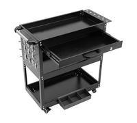 Carro de herramientas para reparación de coche, carro de mesa con 3 niveles y lateral, carro de montaje, carro de servicio con cajas de piezas divididas para garaje, almacén, carga máxima de 250 kg