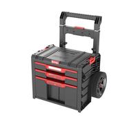 Carro de herramientas portátil de 3 cajones: la caja de herramientas Qbrick ofrece 2 cajones pequeños (4,5 L) y 1 cajón grande (12 L) con guía de rieles de metal y bloqueo automático.
