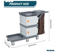 Carro de limpieza - Carro de servicio - Carrito - Carrito de limpieza - Carrito de almacenamiento - Gris - Plástico resistente