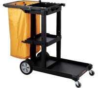 Carro de limpieza con 3 estantes, carro comercial para limpieza profesional, capacidad de 90 kg, carro de limpieza de plástico con bolsa de PVC de 25 galones, dimensiones: 119 cm x 51 cm x 98 cm, colo