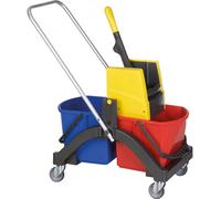 Carro de limpieza con cubo de 2 x 17 litros y exprimidor de plástico