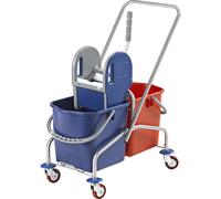 Carro de limpieza de acero inoxidable eurokraft pro, 2 cubos rodantes dobles de 25 l