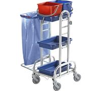 Carro de limpieza de acero inoxidable eurokraft pro, con 2 cubos de 10 l