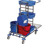 Carro de limpieza y de servicio L x A x H 1050 x 580 x 1100 mm, 3 cubetas de plástico
