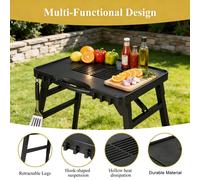 Carro de parrilla portátil, plegable, con patas ajustables en altura, ideal para jardín y camping