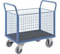 Carro de plataforma eurokraft pro, 4 paredes altas de rejilla, con freno centralizado