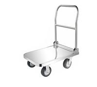Carro de Plataforma Plegable con asa y Tira Protectora para facilitar el Transporte y el Levantamiento de Cargas Pesadas en almacenes y hogares.