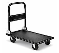 Carro de Plataforma Transporte Industrial Plegable con Ruedas. Carretilla de Mano. Carga 150kg. Carrito Mudanzas, hogar, Oficina, almacén, Ahorra Espacio. Antideslizante. Negro