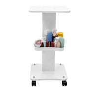 Carro de salón de belleza, carrito de belleza, carrito de salón con ruedas, portátil, con rueda de freno, carrito para peluquería, salón de belleza, SPA, color blanco