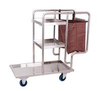 Carro De Servicio Comercial con Ruedas Silenciosas, Carro De Limpieza De Acero Inoxidable para Habitaciones De Hotel con Bolsa/Estilo-1/102 * 45 * 97 Cm, Estilo-2, 102 * 45 * 97 Cm
