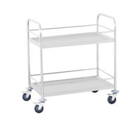 Royal Catering RCBW 2 Carro Cocina Carrito de Servicio con Ruedas (2 bandejas de Apoyo, Capacidad de Carga 2 x 50 kg, Distancia Entre Las Bandejas 48 cm) Acero INOX