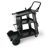 Carro de soldadura SucceBuy, carro de soldador de 3 niveles con ruedas giratorias, cadenas de seguridad, almacenamiento de tanque rodante para máquina de soldadura con cortador de Plasma 3-Tier Weldin