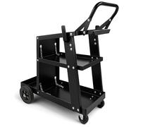 Carro de soldadura, taller, bombonas de gas, máquina de soldar MIG/MAG/TIG, carga 60 kg, 3 estantes, estructura de acero, asa de transporte