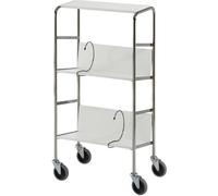 Carro para archivadores con baldas, cromado HelgeNyberg, 3 pisos, L x A x H 550 x 340 x 1060 mm